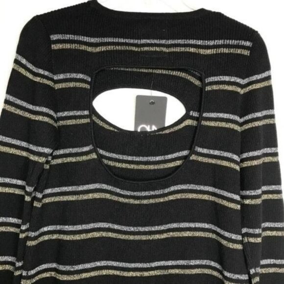 CHASER Metallic Stripe Cutout Sweater  - Picture 9 of 9